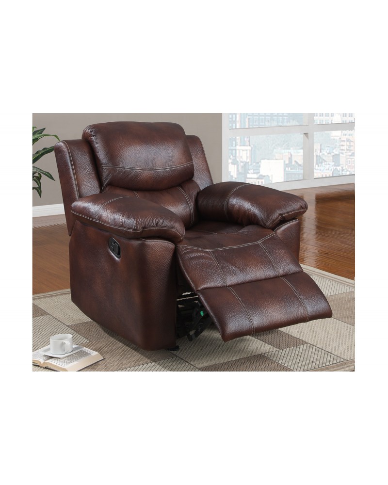 Padded Leatherette Motion Sofa, Loveseat and Recliner, Espresso Rocker/Recliner