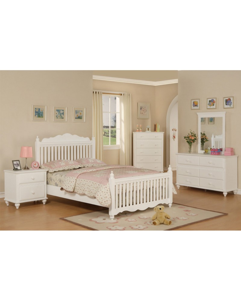 Wood Slat Youth Bedroom Set, White.  Available in Twin and Full. Twin Bed