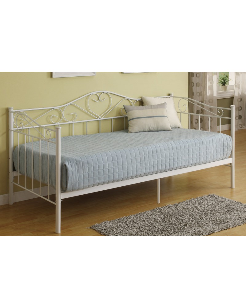 Day Bed, Metal Frame with Slats.  Heart Shaped Accents.