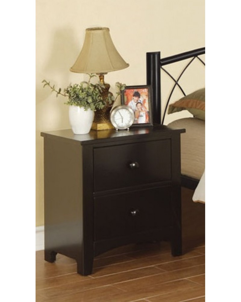 F4236 Black Two Drawer Nightstand