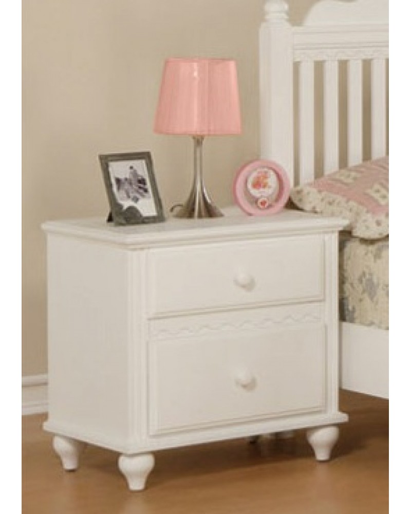 Wood Slat Youth Bedroom Set, White.  Available in Twin and Full. Night Stand