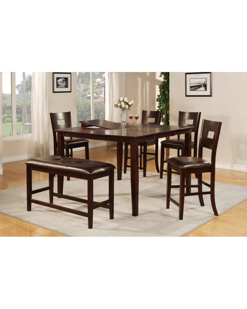 6 Piece Counter Height Dining Set with Leaf