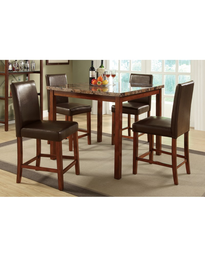 5 Piece Counter Height Dining Set, Marble Top