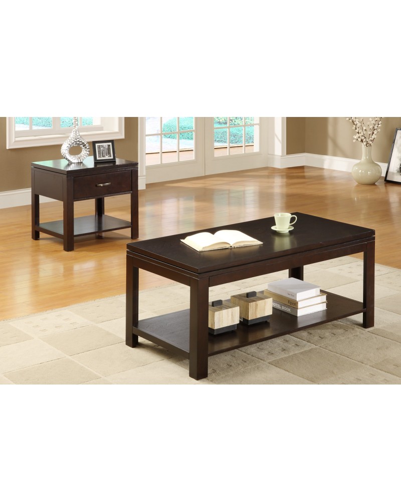 Wood Coffee Table and End Table, Espresso Finish Coffee Table