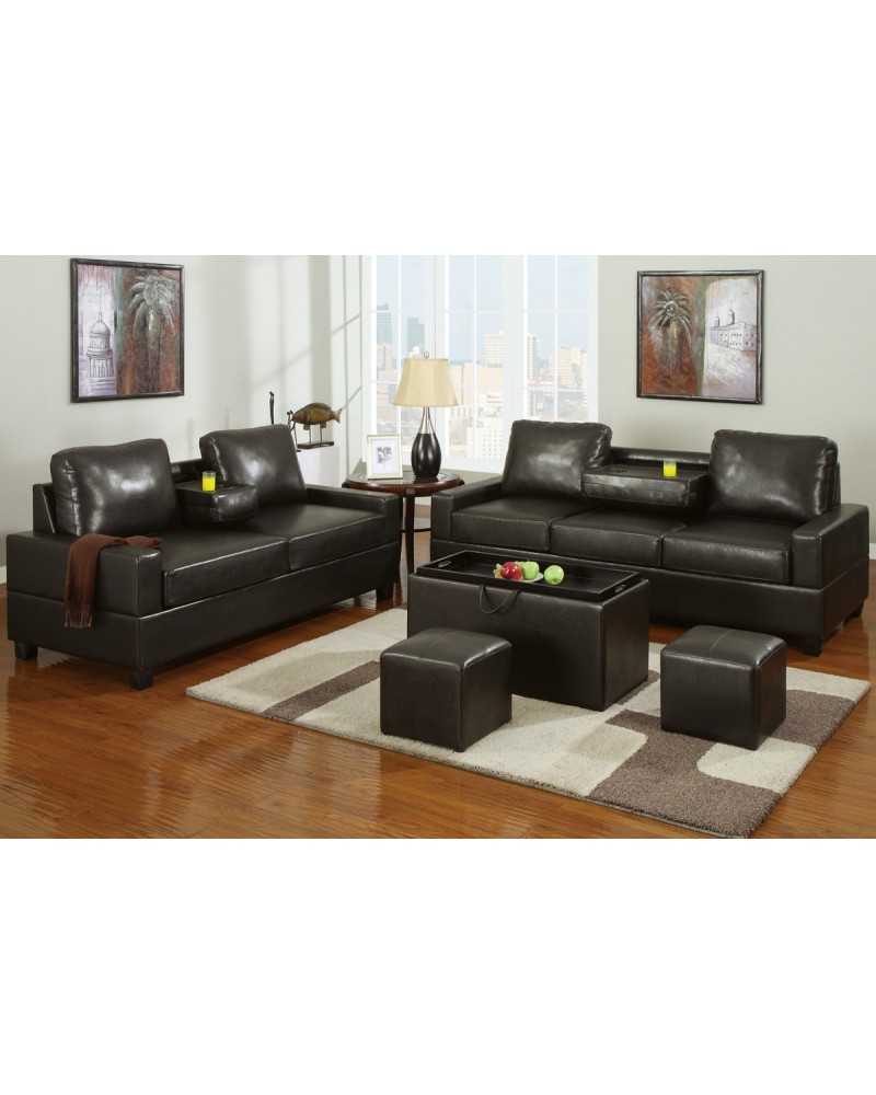 Leather Console Sofa and Loveseat