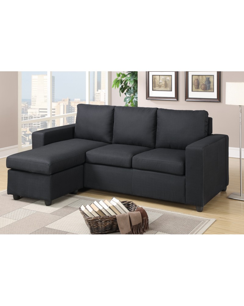 Black Linen Sectional Set by Poundex - F7490