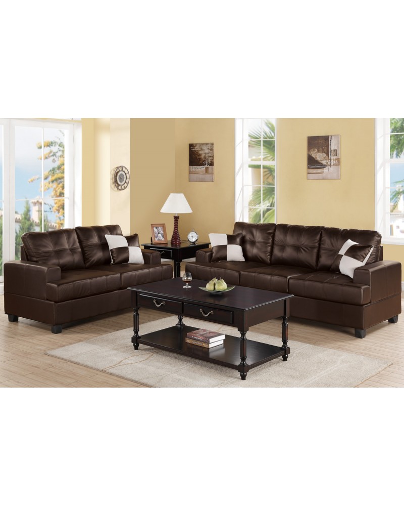 2 Piece Plush Microfiber Sectional Set with Loveseat - F7577 