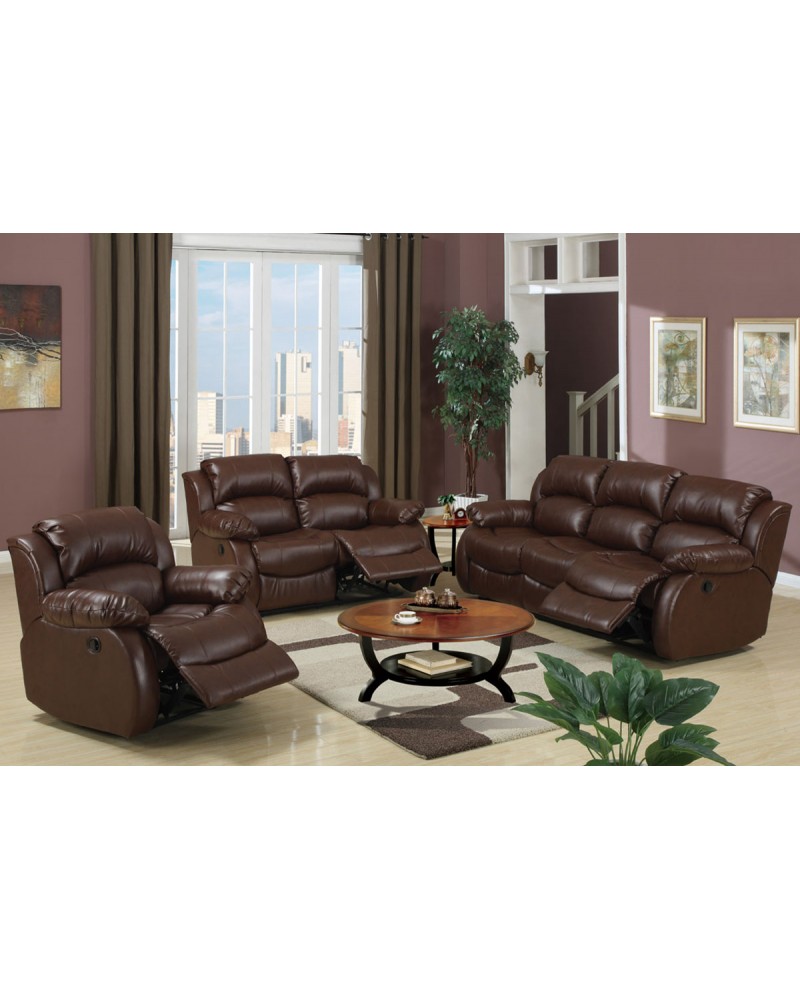 3 Piece Motion Loveseat in Leather by Poundex - F7731