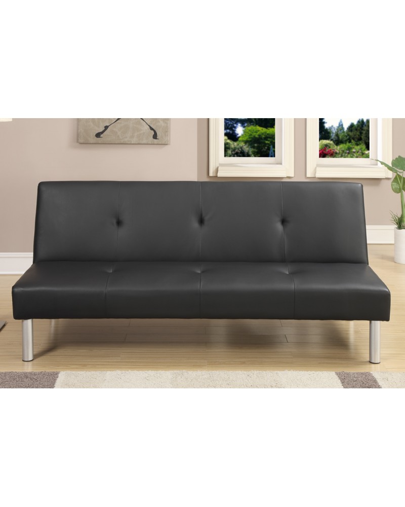 Black Finish Faux Leather Adjustable Sofa by Poundex - F7003