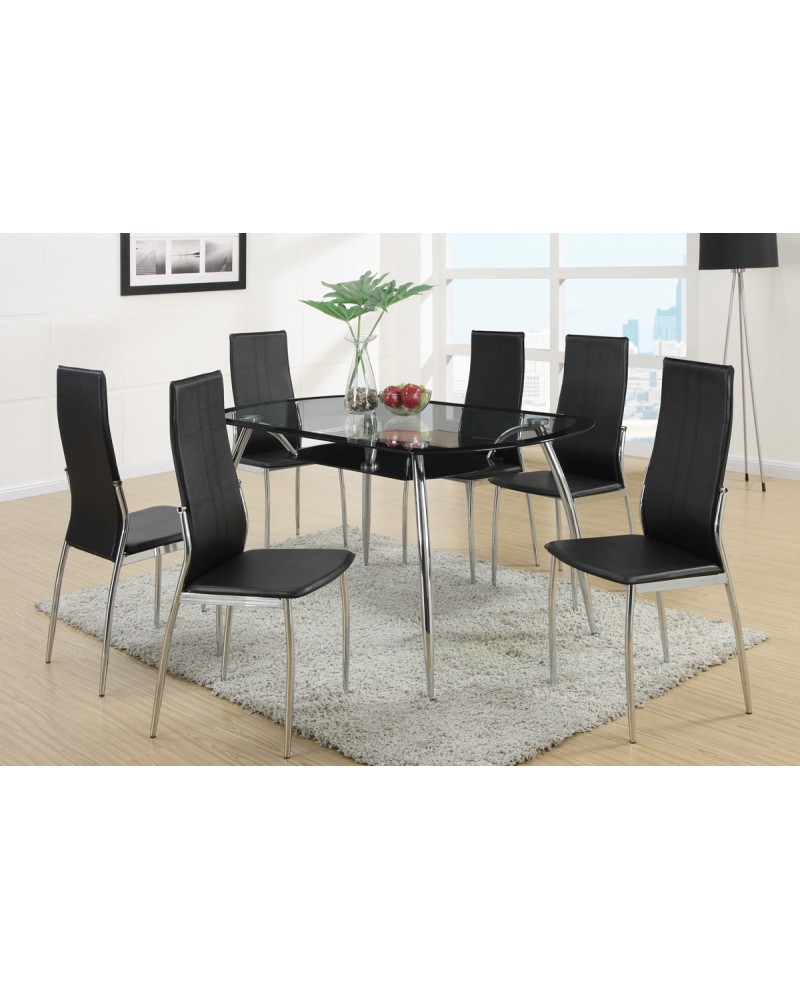Black Leatherette Dining Chair by Poundex - F1277