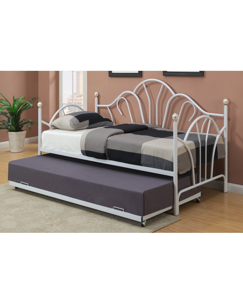 White Finish Trundle Day Bed by Poundex - F9236