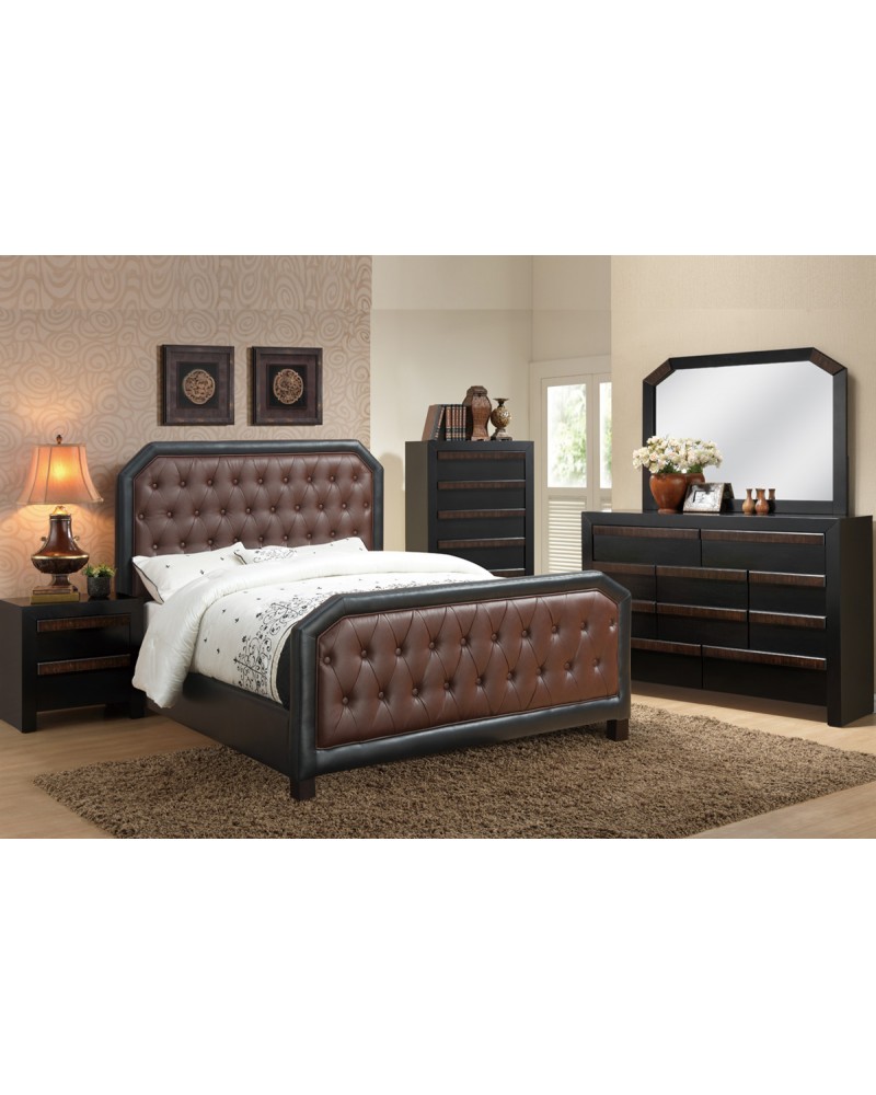 Tufted Button Queen Bed by Poundex -F9266