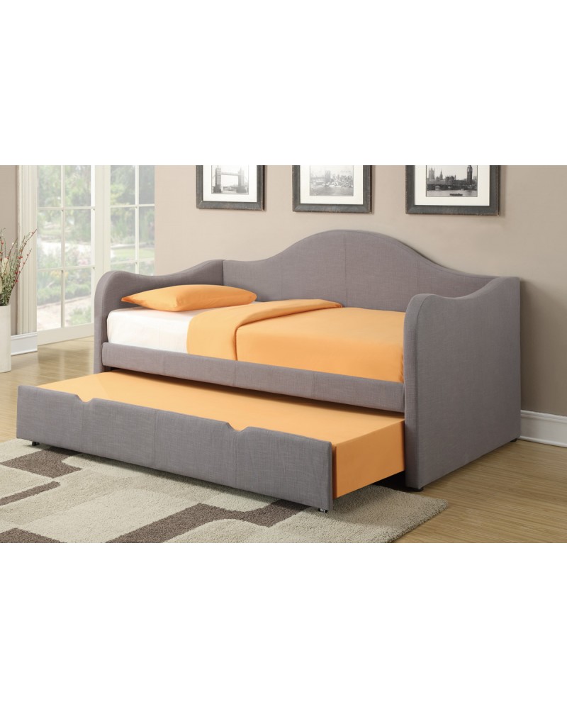 Grey Linen Twin Bed by Poundex -F9224