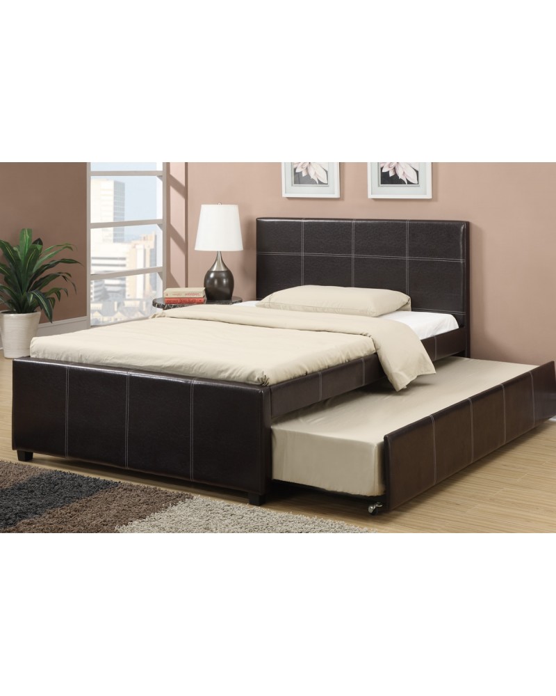 Full Faux Leather Bed with Trundle by Poundex -F9214F