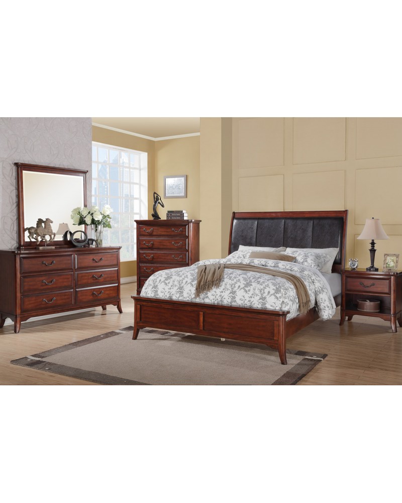 Rich Oak Wood Finish Queen Bed by Poundex - F9291Q