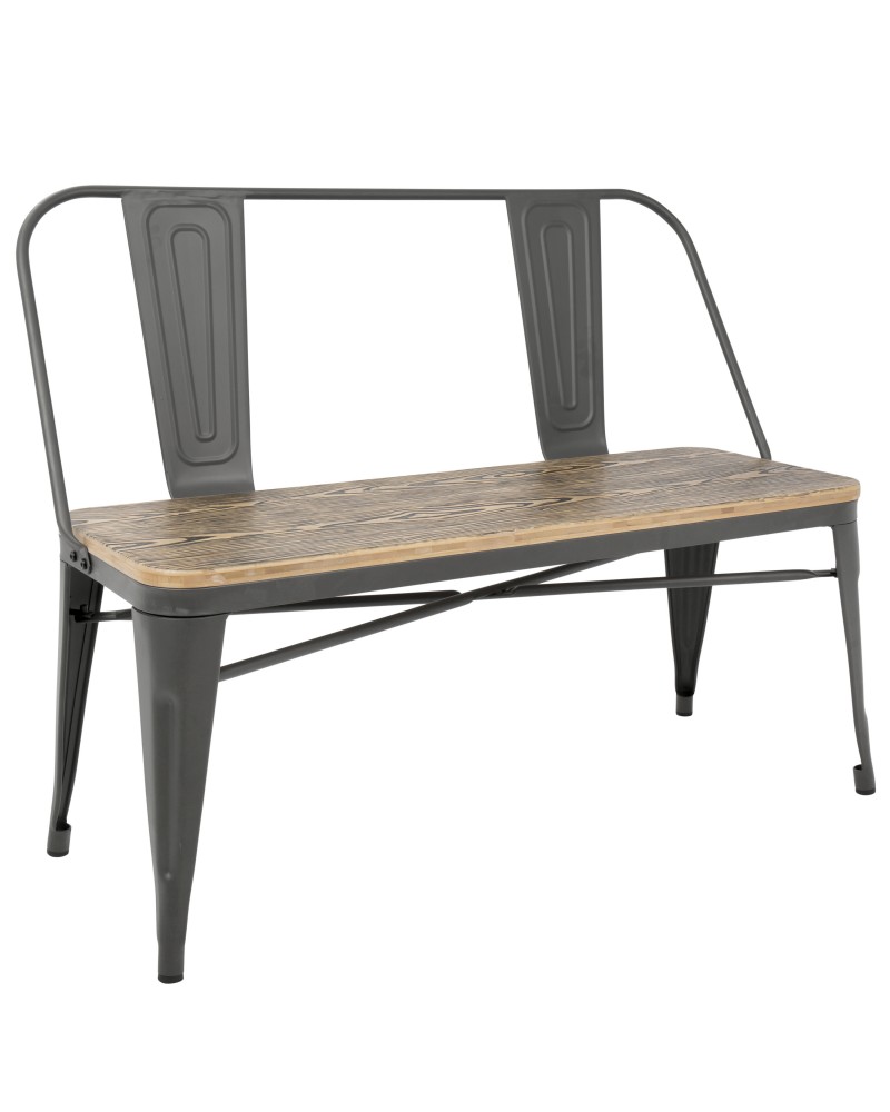 Oregon Industrial-Farmhouse Bench in Grey and Brown