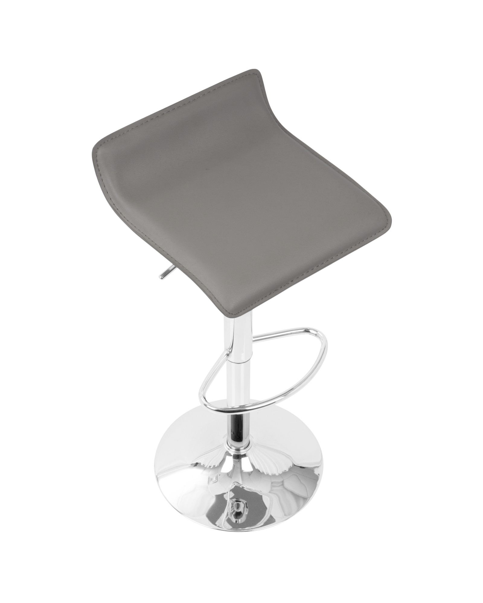 Ale Contemporary Adjustable Barstool in Grey PU Leather - Set of 2