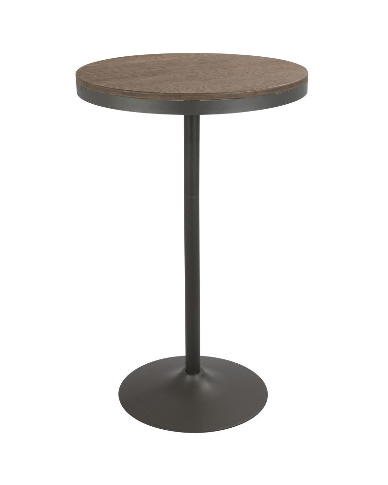 Dakota Industrial Adjustable Bar / Dinette Table in Grey and Brown