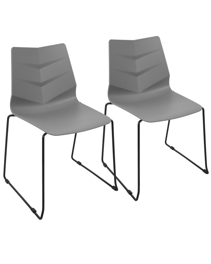 Arrow Contemporary Dining Chair in Black and Grey - Set of 2
