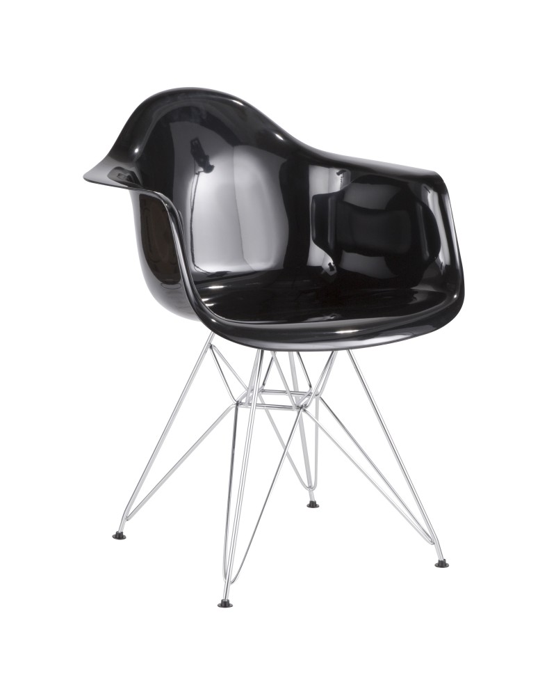 Neo Flair Contemporary Dining/Accent Chair in Black and Chrome
