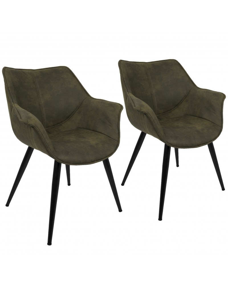 Wrangler Contemporary Accent Chair in Green - Set of 2