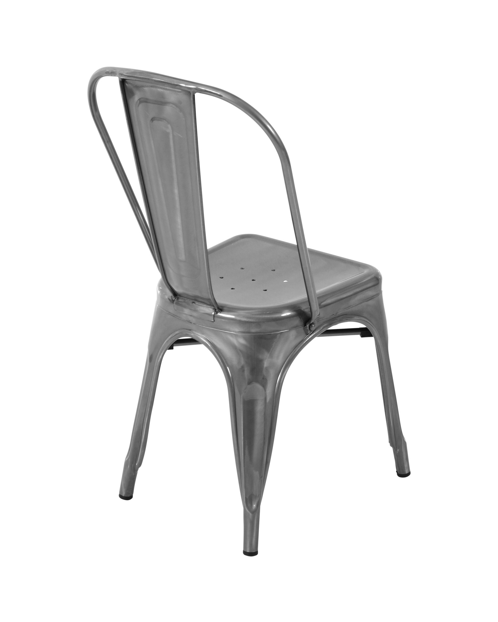 Oregon Industrial Stackable Dining Chair in Brushed Silver - Set of 2