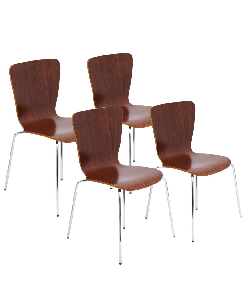 Bentwood Stacker Dining Chair in Walnut - Set of 4
