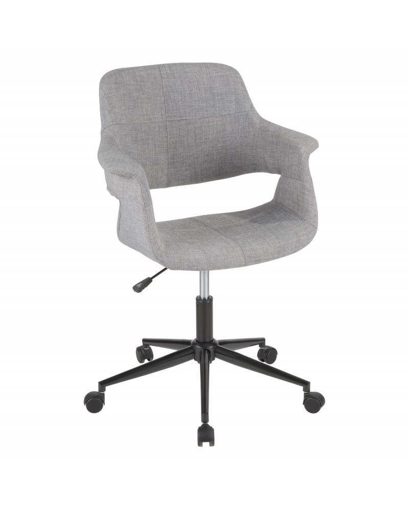 Vintage Flair Mid-Century Modern Office Chair in Grey with Black Metal Base