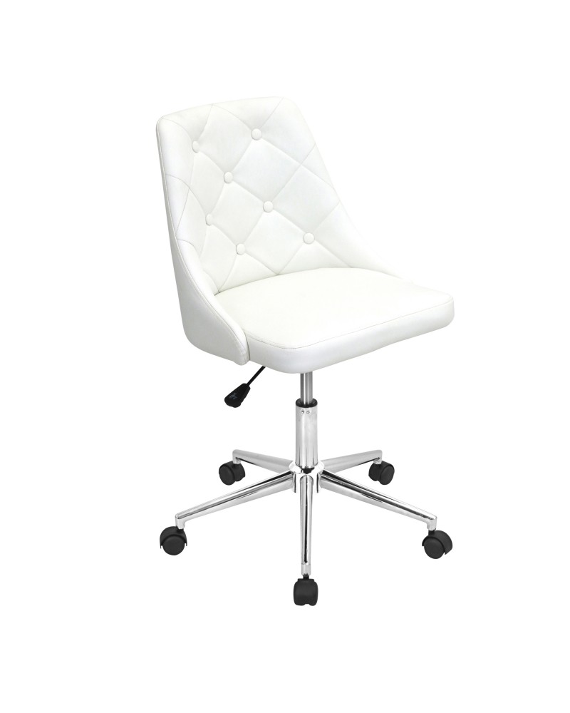 Marche Contemporary Adjustable Office Chair with Swivel in White Faux Leather