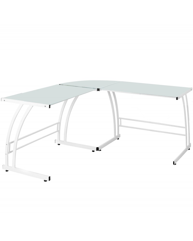 Gamma Contemporary Desk in White Frame and White